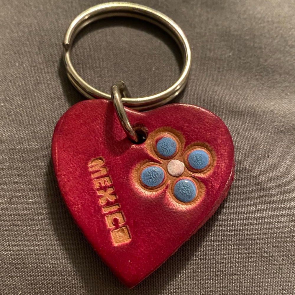 Vintage Leather Handmade Mexico Keychain Souvenir